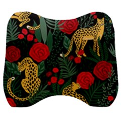 Seamless-pattern-with-leopards-and-roses-vector Velour Head Support Cushion by Sobalvarro