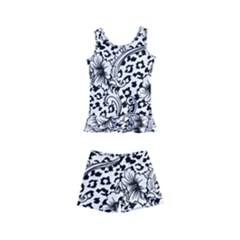 Vector-eclectic-fabric-seamless-pattern-animal-background-with-baroque-ornament Kids  Boyleg Swimsuit by Sobalvarro