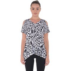 Vector-eclectic-fabric-seamless-pattern-animal-background-with-baroque-ornament Cut Out Side Drop Tee by Sobalvarro