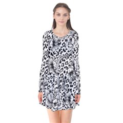 Vector-eclectic-fabric-seamless-pattern-animal-background-with-baroque-ornament Long Sleeve V-neck Flare Dress by Sobalvarro