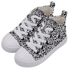 Vector-eclectic-fabric-seamless-pattern-animal-background-with-baroque-ornament Kids  Mid-top Canvas Sneakers by Sobalvarro