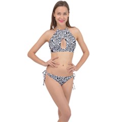 Vector-eclectic-fabric-seamless-pattern-animal-background-with-baroque-ornament Cross Front Halter Bikini Set by Sobalvarro