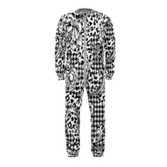 Vector-eclectic-fabric-seamless-pattern-animal-and-plaid-background-with-baroque-ornament Onepiece Jumpsuit (kids) by Sobalvarro