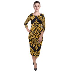 Finesse  Quarter Sleeve Midi Velour Bodycon Dress by Sobalvarro