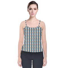 Geometry Colors Velvet Spaghetti Strap Top by Sparkle