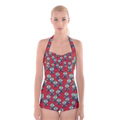 Zombie Virus Boyleg Halter Swimsuit  by helendesigns