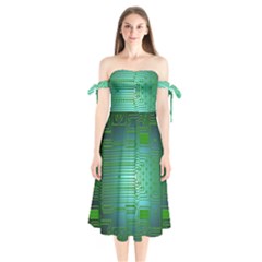 Cross Crossing Crosswalk Line Walk Shoulder Tie Bardot Midi Dress by HermanTelo