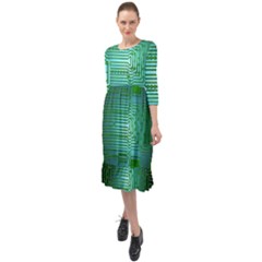 Cross Crossing Crosswalk Line Walk Ruffle End Midi Chiffon Dress by HermanTelo