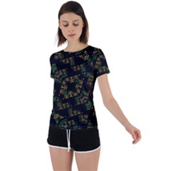 Modern Geometric Print Back Circle Cutout Sports Tee by dflcprintsclothing