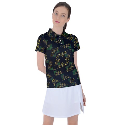 Modern Geometric Print Women s Polo Tee by dflcprintsclothing