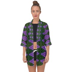 Digital Grapes Open Front Chiffon Kimono by Sparkle