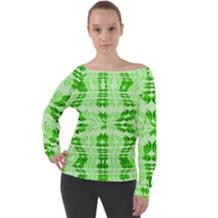 Digital Illusion Off Shoulder Long Sleeve Velour Top by Sparkle