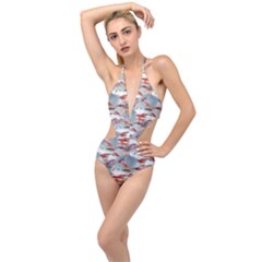 Golden Fishes Plunging Cut Out Swimsuit by Sparkle