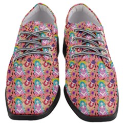 Blue Haired Girl Pattern Pink Women Heeled Oxford Shoes by snowwhitegirl