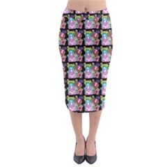 Blue Haired Girl Pattern Black Midi Pencil Skirt by snowwhitegirl