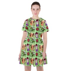 Purple Glasses Girl Pattern Green Sailor Dress by snowwhitegirl