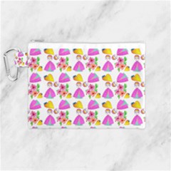 Girl With Hood Cape Heart Lemon Pattern White Canvas Cosmetic Bag (medium) by snowwhitegirl