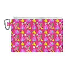 Girl With Hood Cape Heart Lemon Pattern Pink Canvas Cosmetic Bag (large) by snowwhitegirl