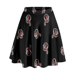 Ugly Monster Fish Motif Print Pattern High Waist Skirt by dflcprintsclothing