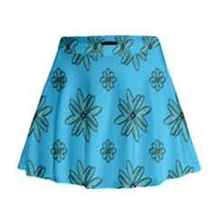 Blue Repeat Pattern Mini Flare Skirt by emmamatrixworm