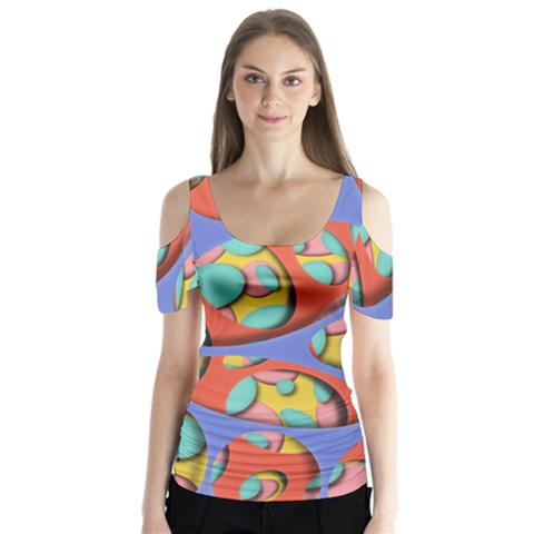 Urban Design  Butterfly Sleeve Cutout Tee  by emmamatrixworm