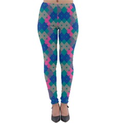 Geo Puzzle Lightweight Velour Leggings by tmsartbazaar