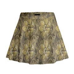 Retro Stlye Floral Decorative Print Pattern Mini Flare Skirt by dflcprintsclothing