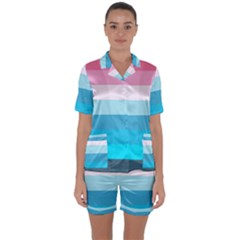 Sea And Sunset Satin Short Sleeve Pyjamas Set by tmsartbazaar