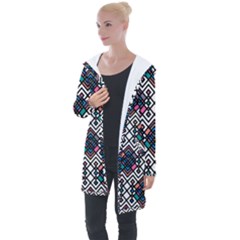 Boho Geometric Longline Hooded Cardigan by tmsartbazaar