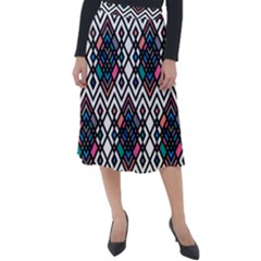 Boho Geometric Classic Velour Midi Skirt  by tmsartbazaar