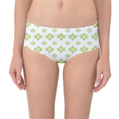Bright Leaves Motif Print Pattern Design Mid-waist Bikini Bottoms by dflcprintsclothing