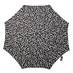 Leopard Spots, White, Brown Black, Animal Fur Print Hook Handle Umbrellas (medium) by Casemiro