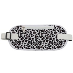 Leopard Spots, White, Brown Black, Animal Fur Print Rounded Waist Pouch by Casemiro