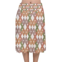 Squares And Diamonds Velvet Flared Midi Skirt by tmsartbazaar