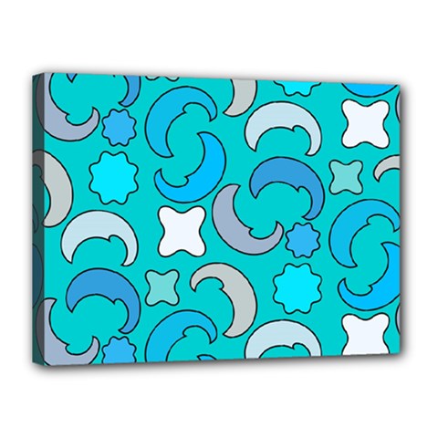 Cloudy Blue Moon Canvas 16  X 12  (stretched) by tmsartbazaar