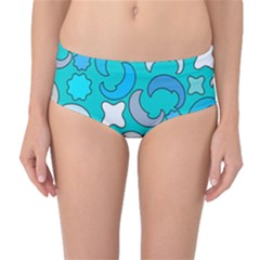 Cloudy Blue Moon Mid-waist Bikini Bottoms by tmsartbazaar