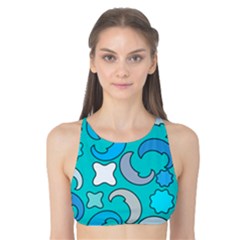 Cloudy Blue Moon Tank Bikini Top by tmsartbazaar