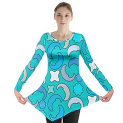 Cloudy Blue Moon Long Sleeve Tunic  by tmsartbazaar