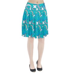Cloudy Blue Moon Pleated Skirt by tmsartbazaar
