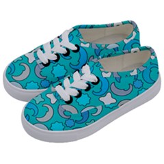 Cloudy Blue Moon Kids  Classic Low Top Sneakers by tmsartbazaar