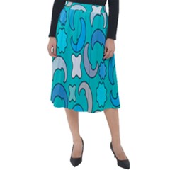 Cloudy Blue Moon Classic Velour Midi Skirt  by tmsartbazaar