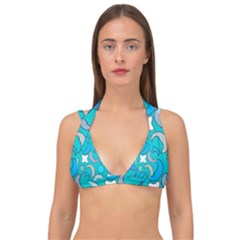 Cloudy Blue Moon Double Strap Halter Bikini Top by tmsartbazaar