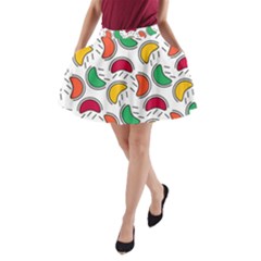 Geometric Fruity A-line Pocket Skirt by tmsartbazaar