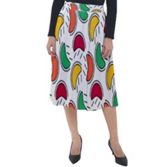 Geometric Fruity Classic Velour Midi Skirt  by tmsartbazaar