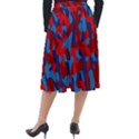 Red and Blue Camouflage Pattern Classic Velour Midi Skirt  View2