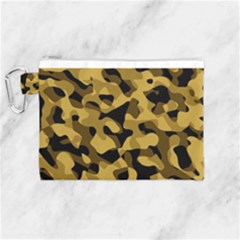 Black Yellow Brown Camouflage Pattern Canvas Cosmetic Bag (medium) by SpinnyChairDesigns