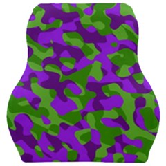 Purple And Green Camouflage Car Seat Velour Cushion  by SpinnyChairDesigns