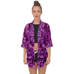 Dark Purple Camouflage Pattern Open Front Chiffon Kimono by SpinnyChairDesigns