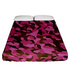 Pink And Brown Camouflage Fitted Sheet (california King Size) by SpinnyChairDesigns