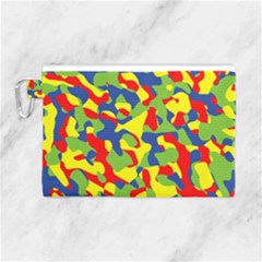 Colorful Rainbow Camouflage Pattern Canvas Cosmetic Bag (large) by SpinnyChairDesigns